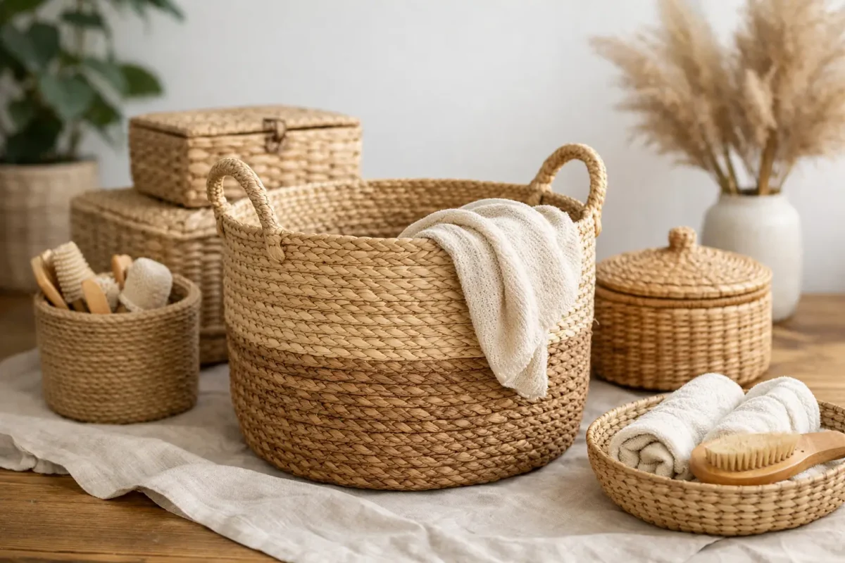 Duurzame opbergmand van natuurlijke materialen