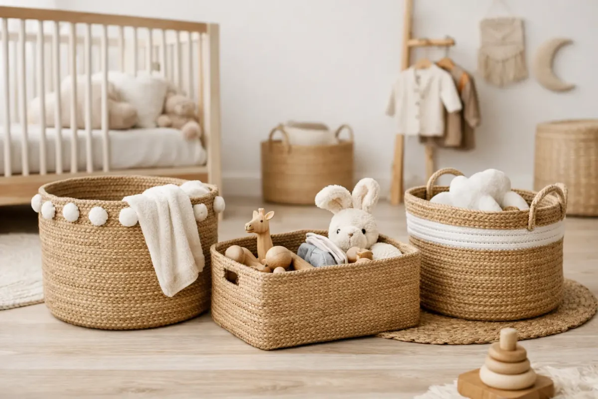 Jute opbergmand babykamer kiezen