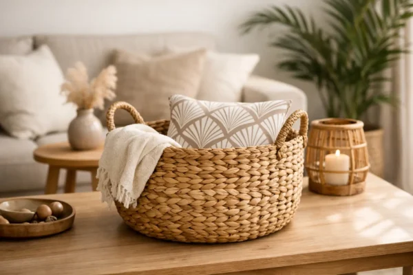 Palmblad mand interieur: warm en praktisch