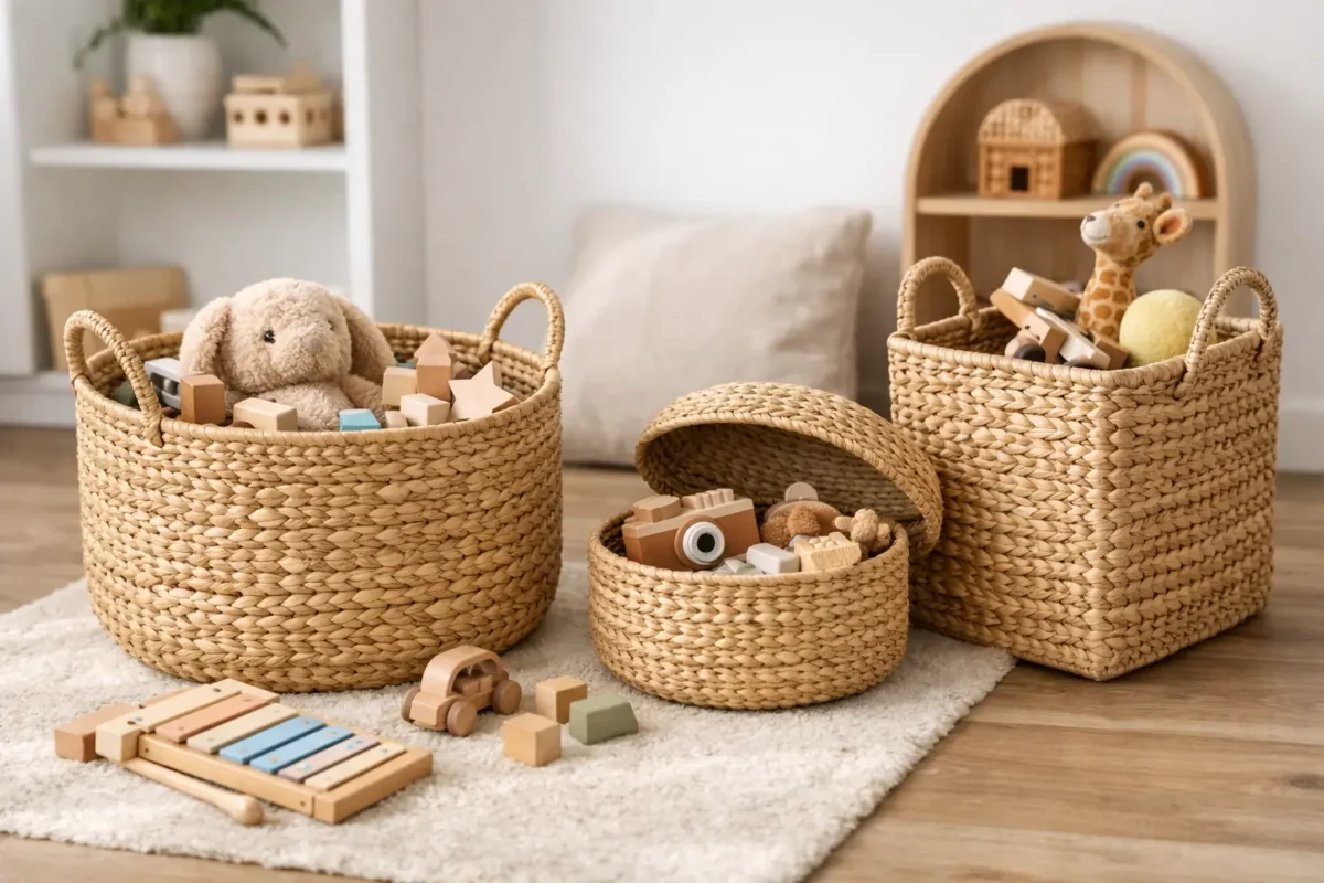 Zeegras mand speelgoed opbergen in stijl